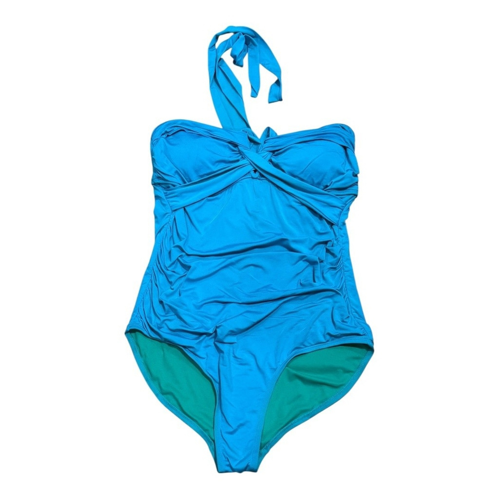 Merona Swimsuit Womens Large One Piece Ruched Halter Bathing Suit Padded Cups